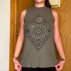 Olive Sleeveless Graphic Tank